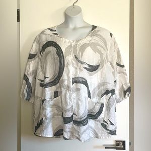 Transparente 3 Tunic Blouse Linen Abstract Multi